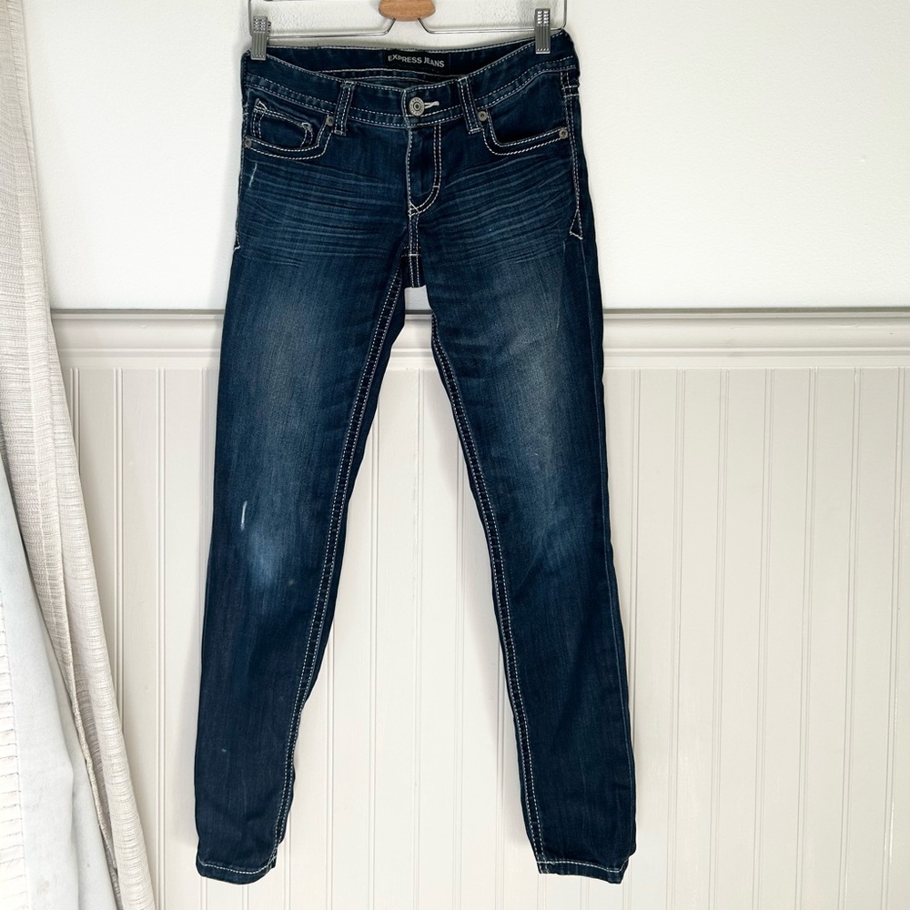 Express 2R Low Rise Stella Legging Dark Indigo Women's Skinny Jeans